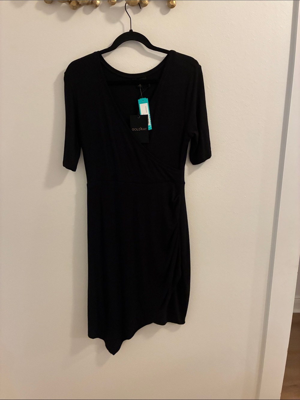 Goldray Black Asymmetrical Wrap Dress
